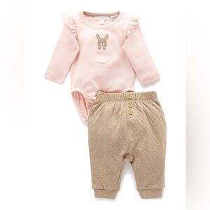 PUREBABY Pink and Tan Bunny 2-Piece Set *NWT*